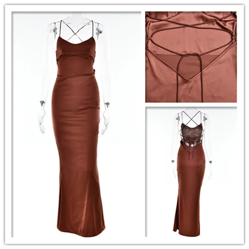 Avrilyaan Satin Backless Slim Sexy Dress Women 2024 Bodycon Long Summer Dress Mermaid Elegant NightClub Party Dresses Vestidos 6