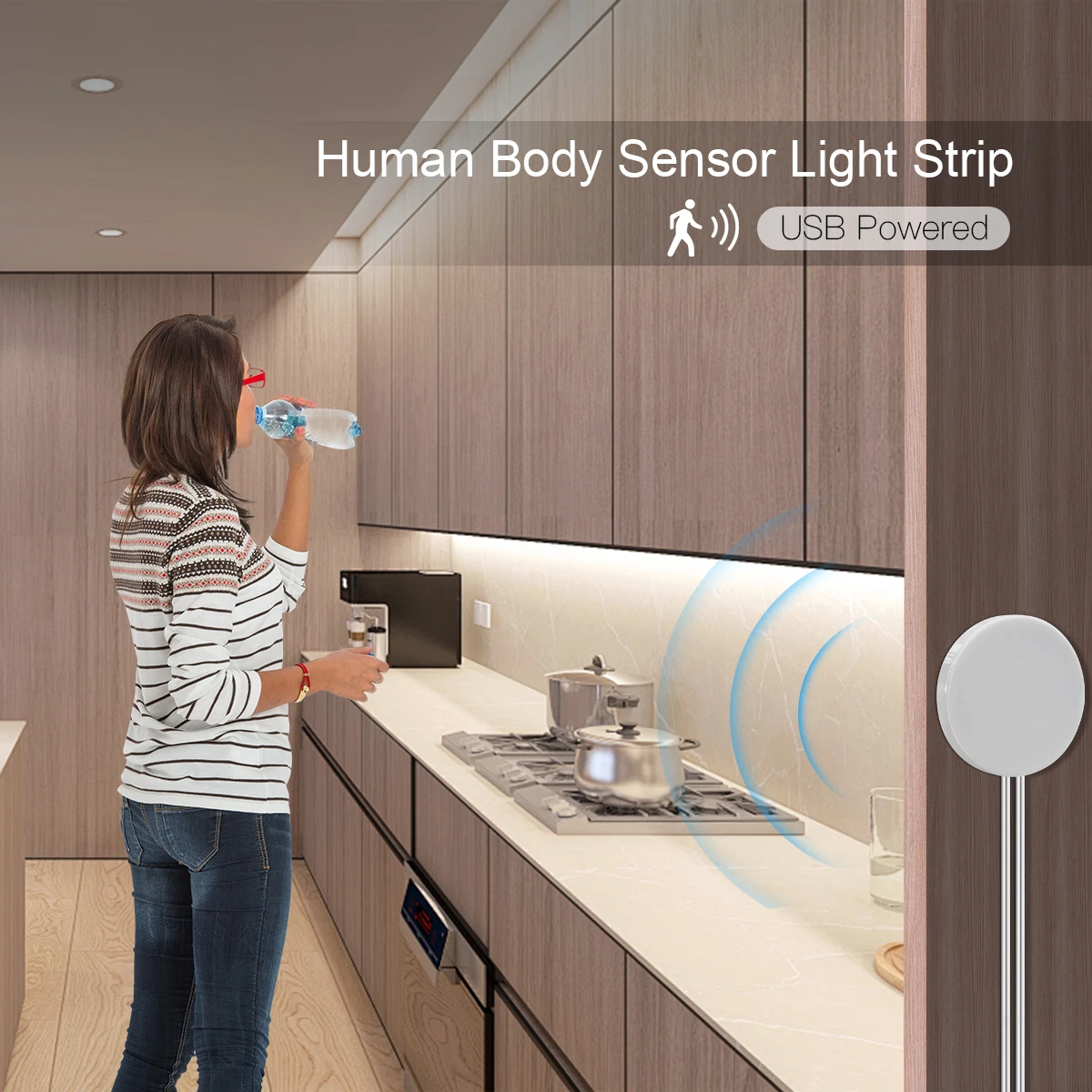 Motion Sensor Makeup Mirror Backlight Light USB 5V COB LED Strip Penetrable Mirror Partition Induction Switch Cabinet Night Lamp