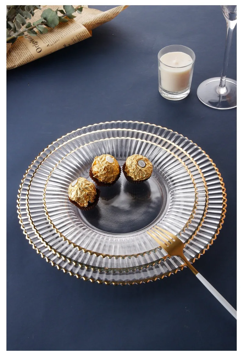 Clear Plastic Charger Trays With Gold Rimmed Stripe Acrylic Decorative Serving Trays 100