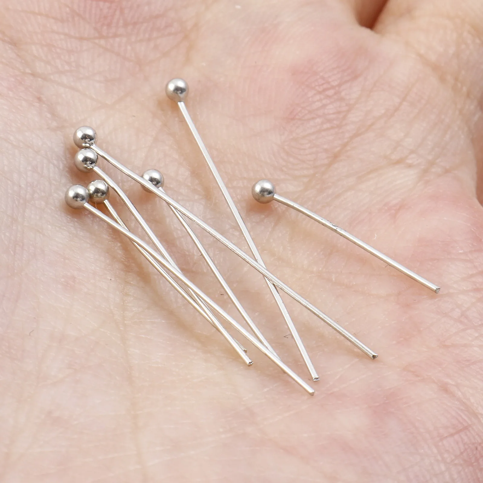 500PCs 1.6cm-3cm Long Copper Ball Head Pins Silver Color Metal Pins for DIY  Making Necklace Bracelet Jewelry Findings 0.5mm