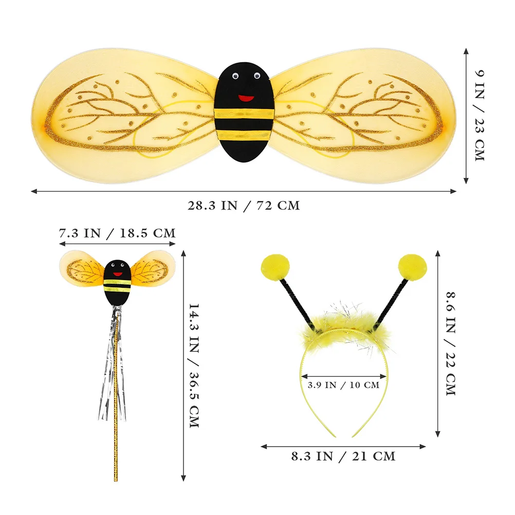 

Bee Costume Cosplay Props Headband Wand Wings Performance Costume for Kids Costume Wings Headband Wand Performance Props
