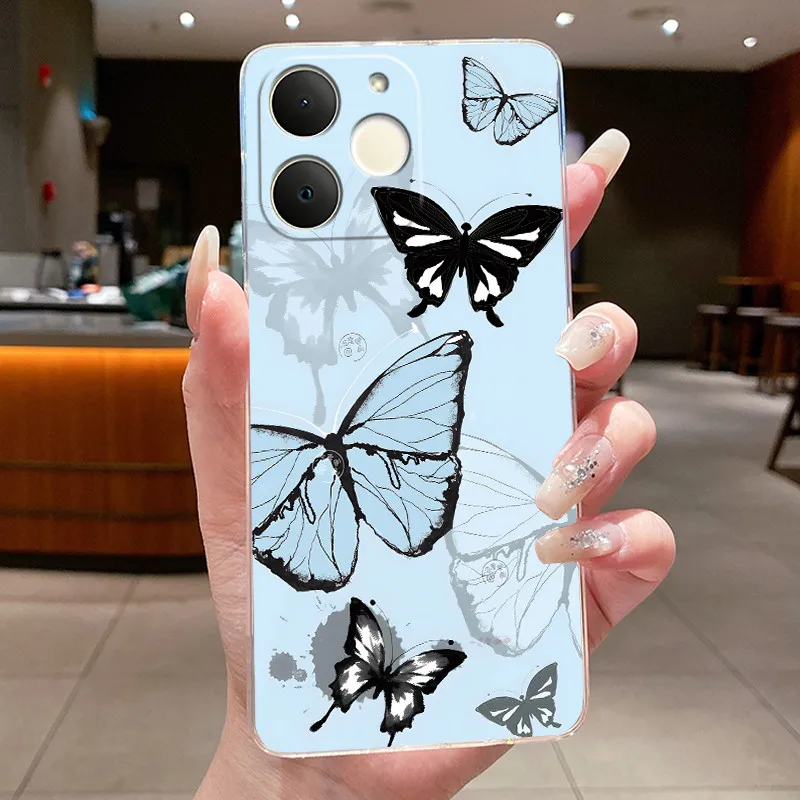 Floral Butterfly Soft Silicone Transparent Phone Case