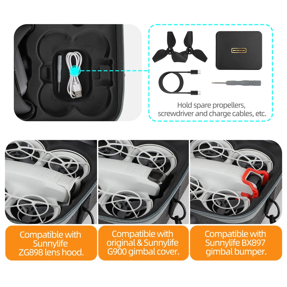 Portable Travel Carrying Case for DJI Neo Drone Accessories Universal Storage Case for Goggles N3 Bag Handbag