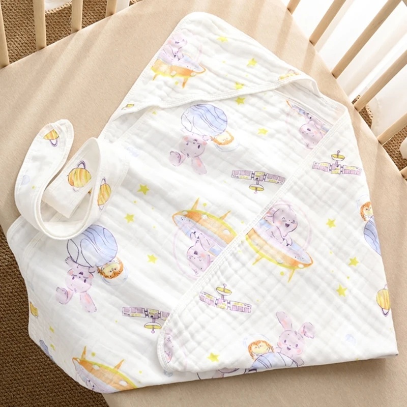 K5DD Baby Receiving Blanket Spring Sleeping Bag Hooded Sleepsack Newborn Shower Gift