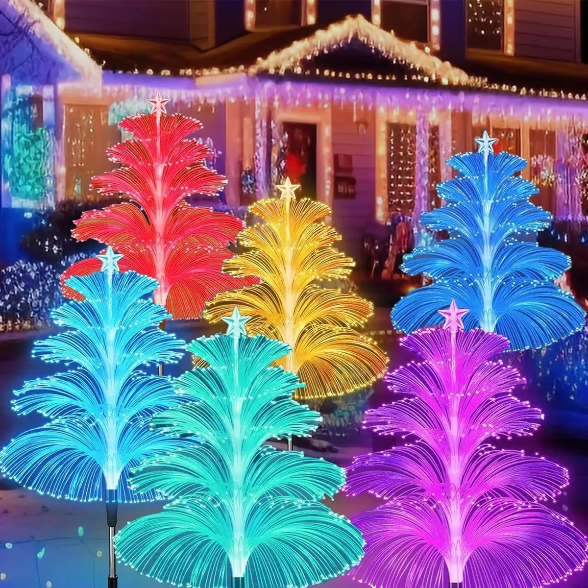 Solar Lights 5 Layer Jellyfish Lights 7 Colors Changing Outdoor Waterproof Landscape Garden Decoration Lawn Yard