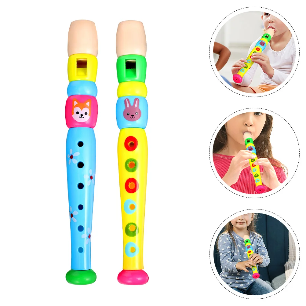 

2 Pcs Six-hole Clarinet Kids Presents Music Flute Practice Recorder Saxophone Children Gifts Plastic Toy