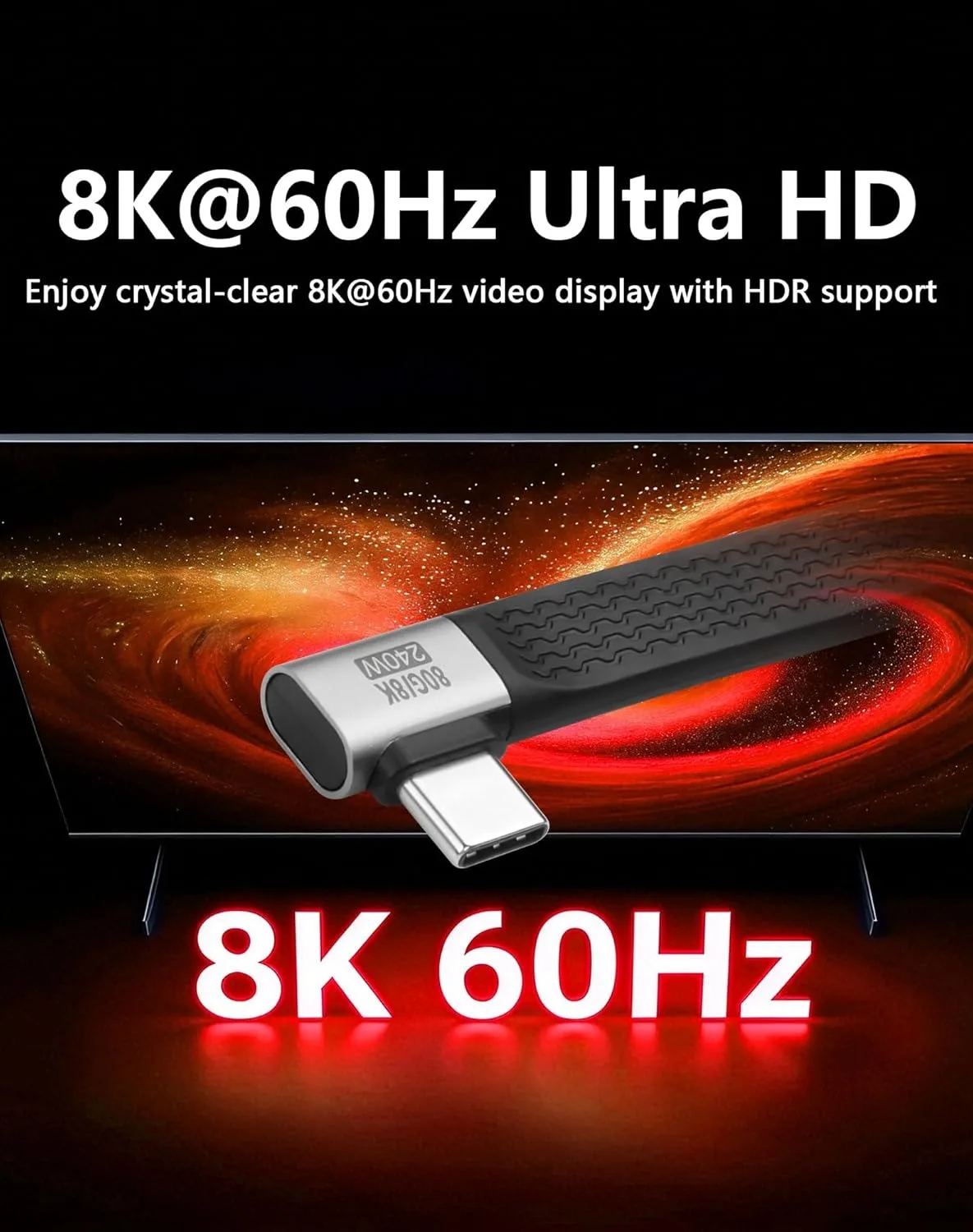 90 ° 직각 USB C to USB C 케이블 240W PD 80Gbps 썬더볼트 5 USB4.0 8K 60Hz 타입 C 숏 충전 케이블