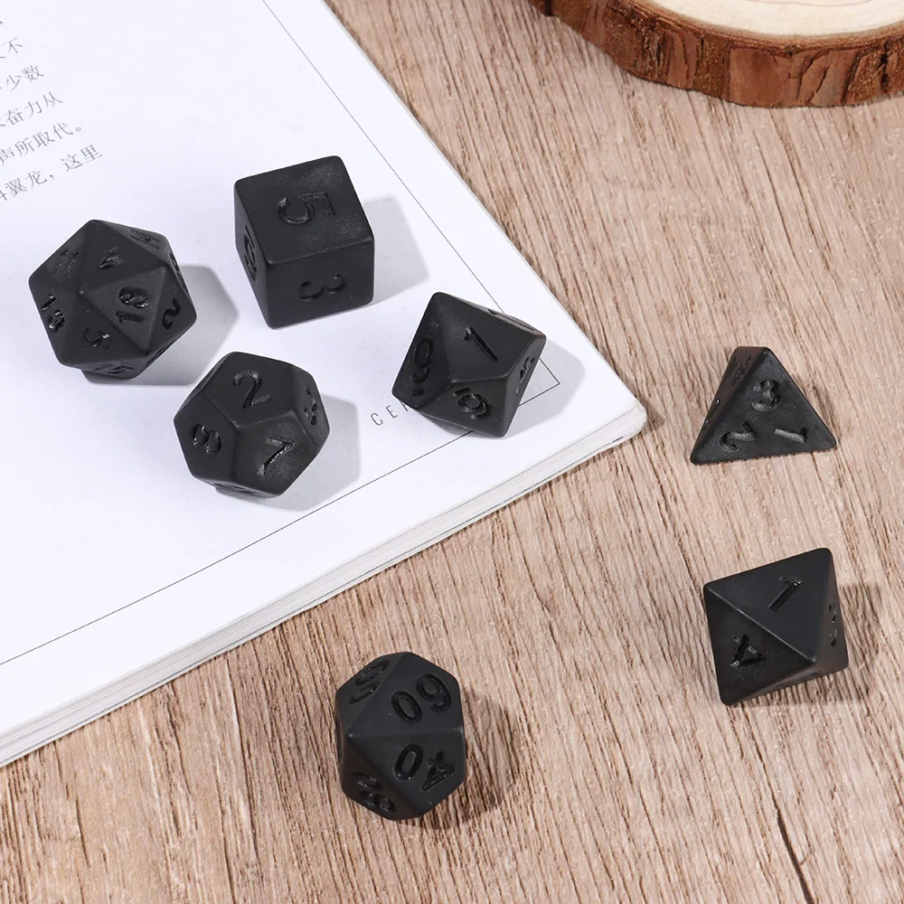 7 Pcs Polyhedral Black Dice Set Game Dice For TRPG DND Accessories Multifaceted For Board Card Game Math Games Party Supplies