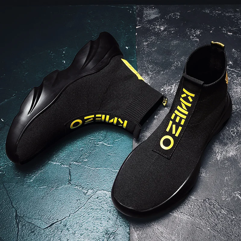 Men Vulcanized Shoes High Top Casual Sports Shoes Breathable Jogging Shoes Platform Sneakers Socks Ankle Boots Chaussure Homme 3