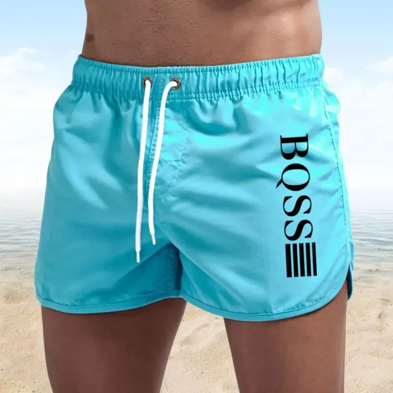 Sommer-Shorts für Herren, schnell trocknende Badeshorts, atmungsaktives Netz, schnell trocknende Surf-Strandhose, Herren-Fitnesshose, Shorts mit elastischem Bund
