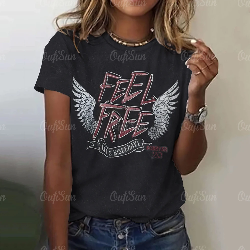 

Y2K Vintage Streetwear Graphic letter Print Women T-shirt Summer Casual Tops Loose Short Sleeves Tees Pullover Women Clothing
