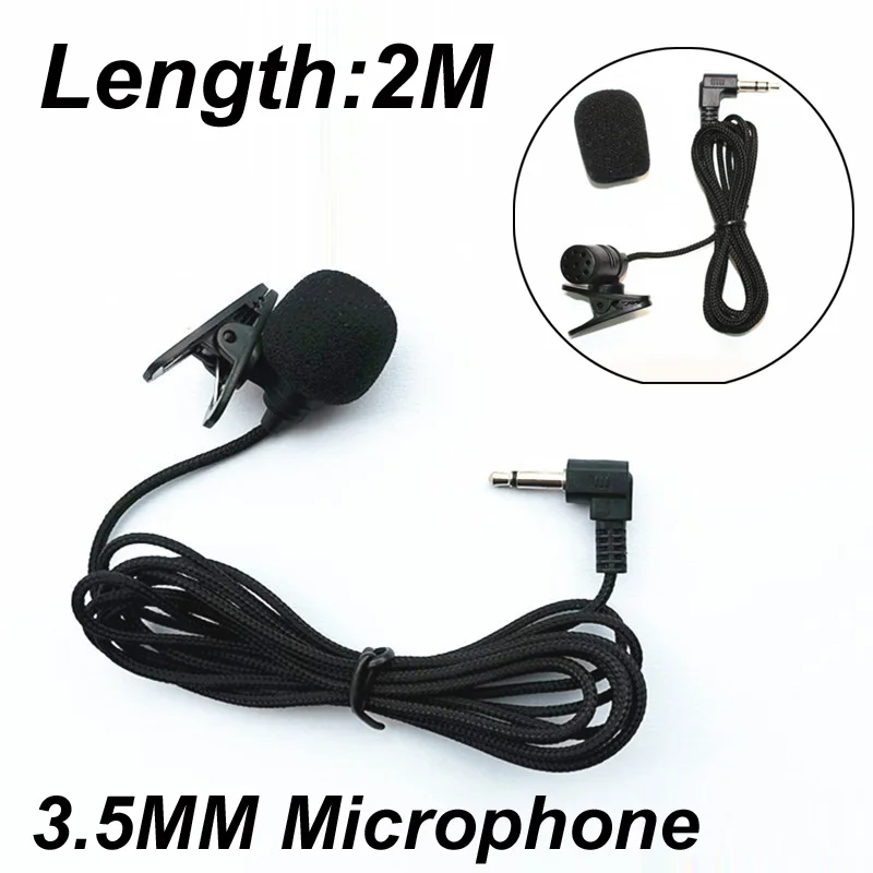 미니 전문가용 자동차 오디오 마이크, 3.5mm 잭 플러그, 모노 유선 외장 마이크, 자동차 DVD 라디오용, 3M 플러그 앤 플레이, 2M
