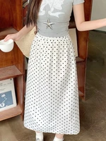 High Waist A-Line Plus Size Skirts 2026 Summer Casual Thin Oversized Skirt Fashion Polka Dot Sunscreen Skirt - Image 3