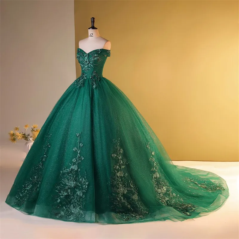 Sweet Flower 15 Quinceanera Dresses Party Dress With Train Real Photo Ball Gown Dresses For Quinceanera Cusotmized