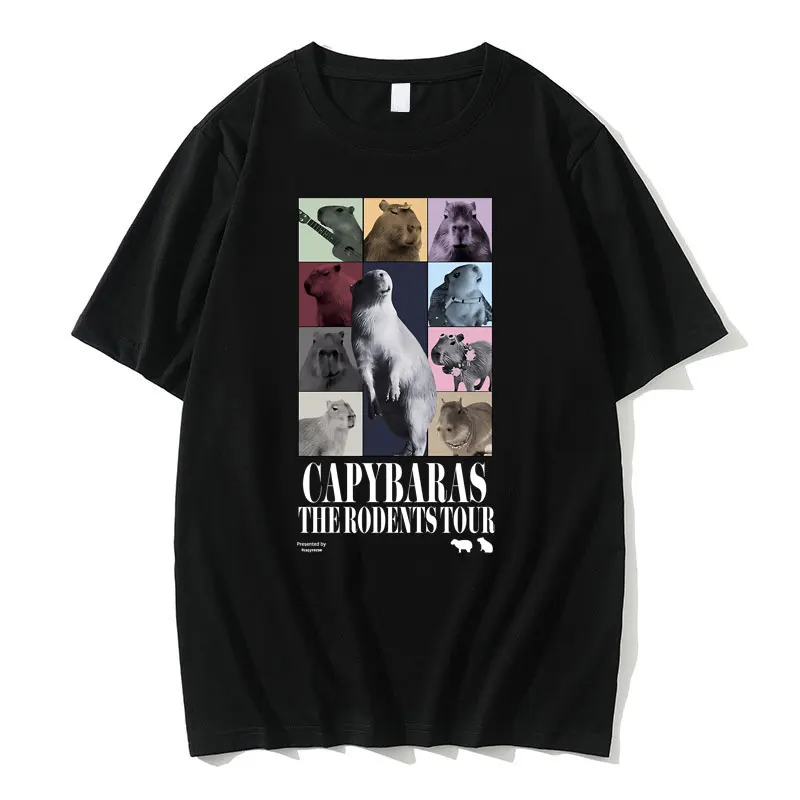 

Capybara The Rodents Tour Graphic Funny Men Women Casual Loose Pure Cotton T Shirt Summer Male Hip Hop Oversized Streetwear Tees