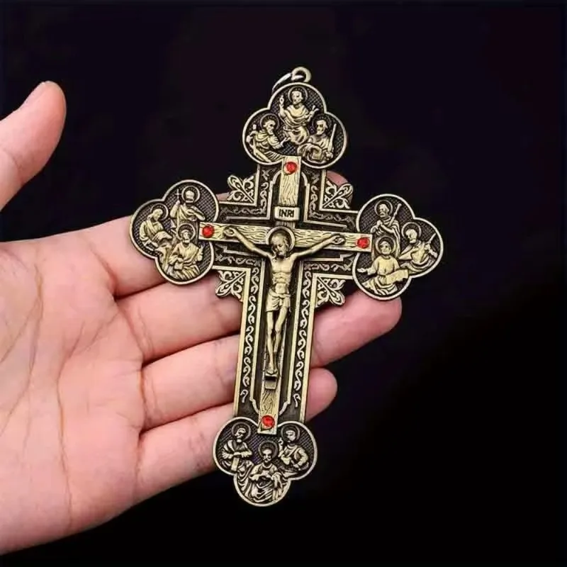 Religious Crucifix Christian Jewelry Cross Pendant Saint Benedict Cross Pattern Pendant Necklace 120*90mm pectoral cross necklace christ pendant