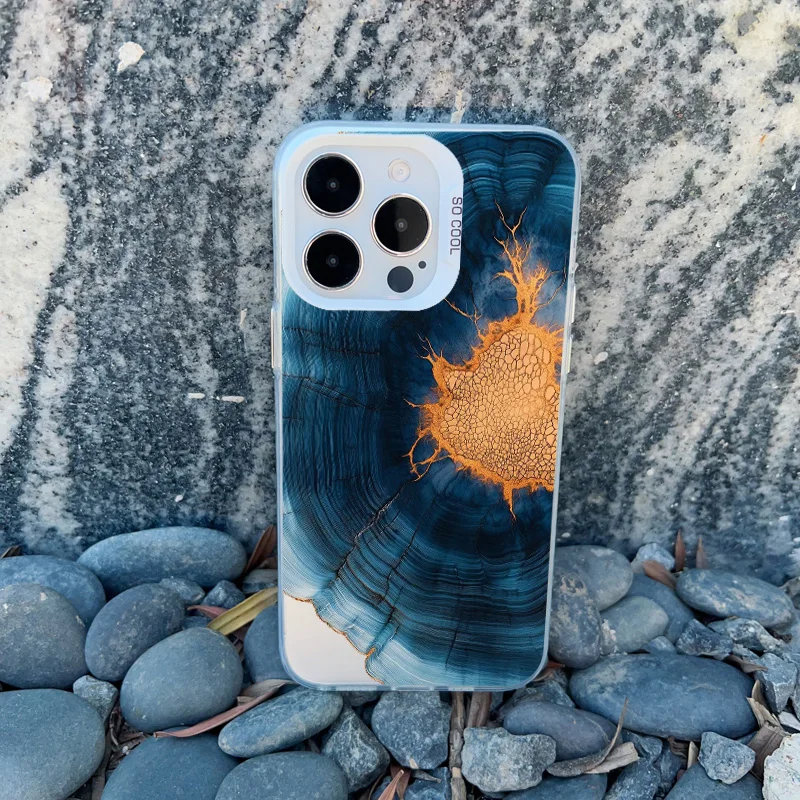 Luxury Wood Pattern Laser Back Cover with Tree Ring Texture