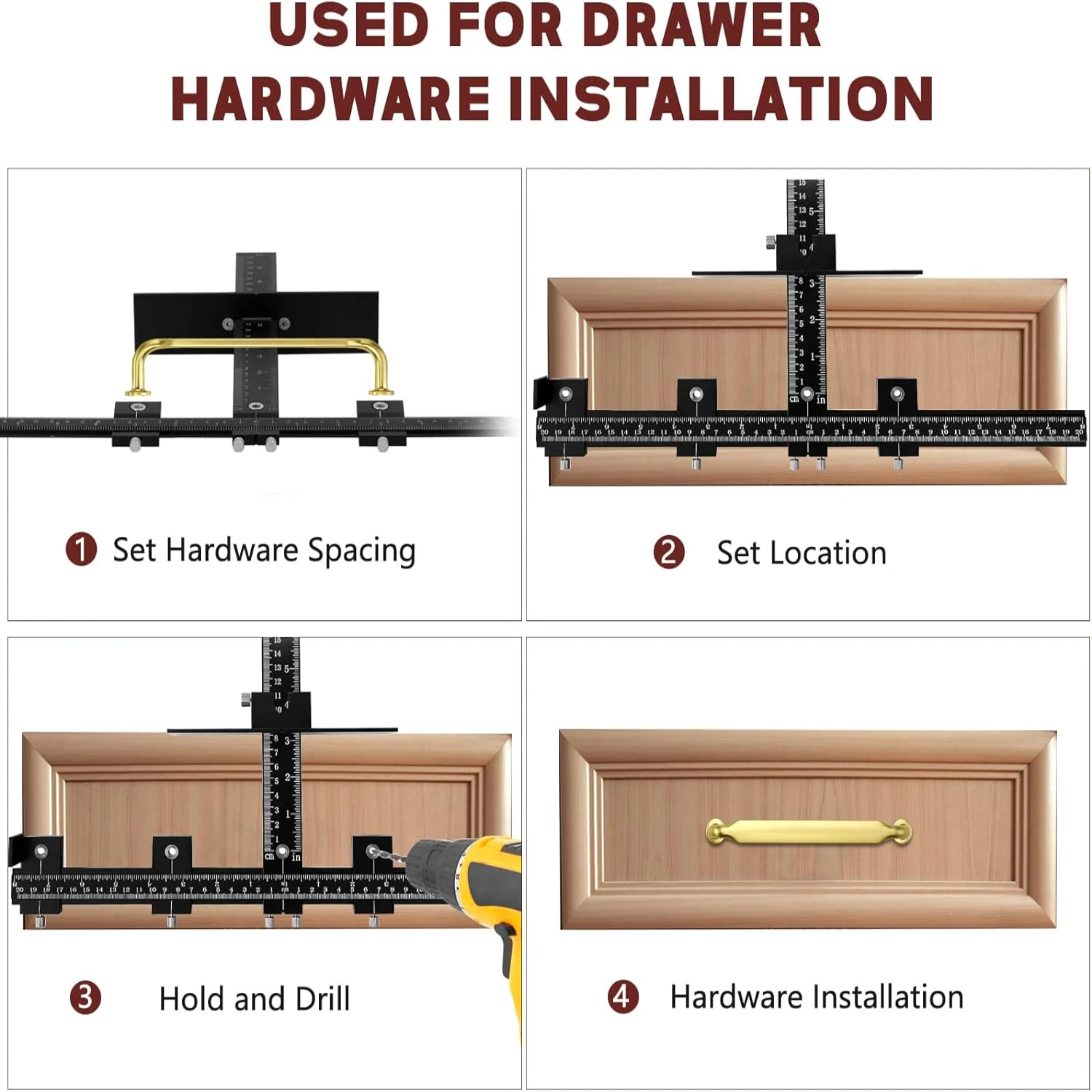 Aluminum Precision Cabinet Handle Jig Template Tool-Fast, Accurate, and Durable for Easy Installation of Handles and Pulls on
