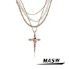 MASW Original Design 2023 Trend New Luxury Jewelry Multi Layer Chain Cross Pendant Necklace For Women Girl Party Wedding Gift 1