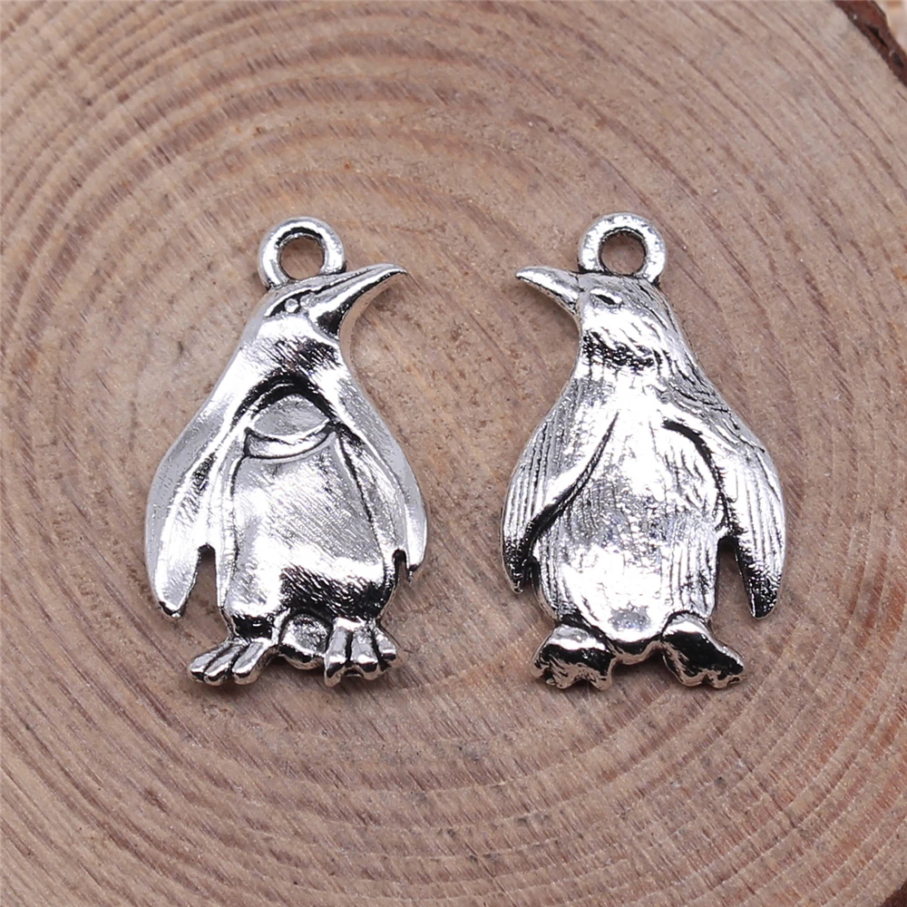 WYSIWYG 10pcs 20x12mm Antique Silver Color Penguin Charms