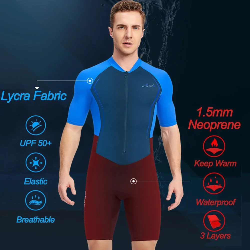 1.5MM Thicken Wetsuit Mens Women Neoprene One Piece Short Quick Dry Surfing Suit Beach Swimming Scuba Diving Suit Swimwear