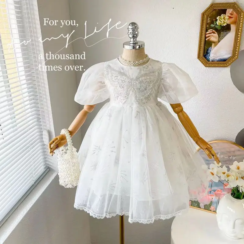 

Wedding Birthday Dresses For Girls 2-10 Years Elegant Party Sequins Tutu Christening Gown Kids Children Formal Pageant Clothes