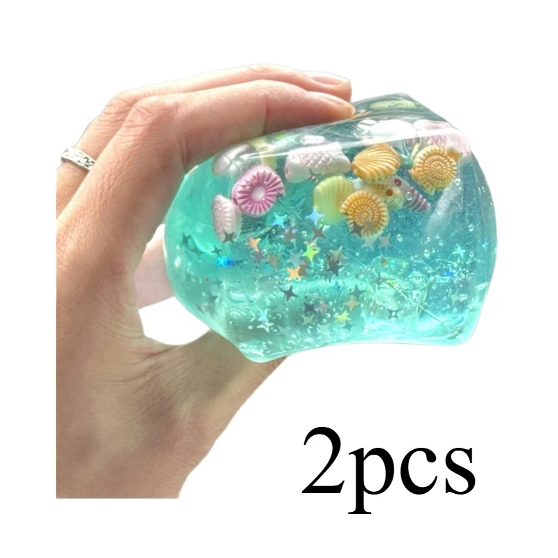 ブルーキューブ海スクイーズフィジェットおもちゃ超ソフト透明スターシェルスクイーズおもちゃオーシャン感覚抗ストレスおもちゃ女の子ギフト