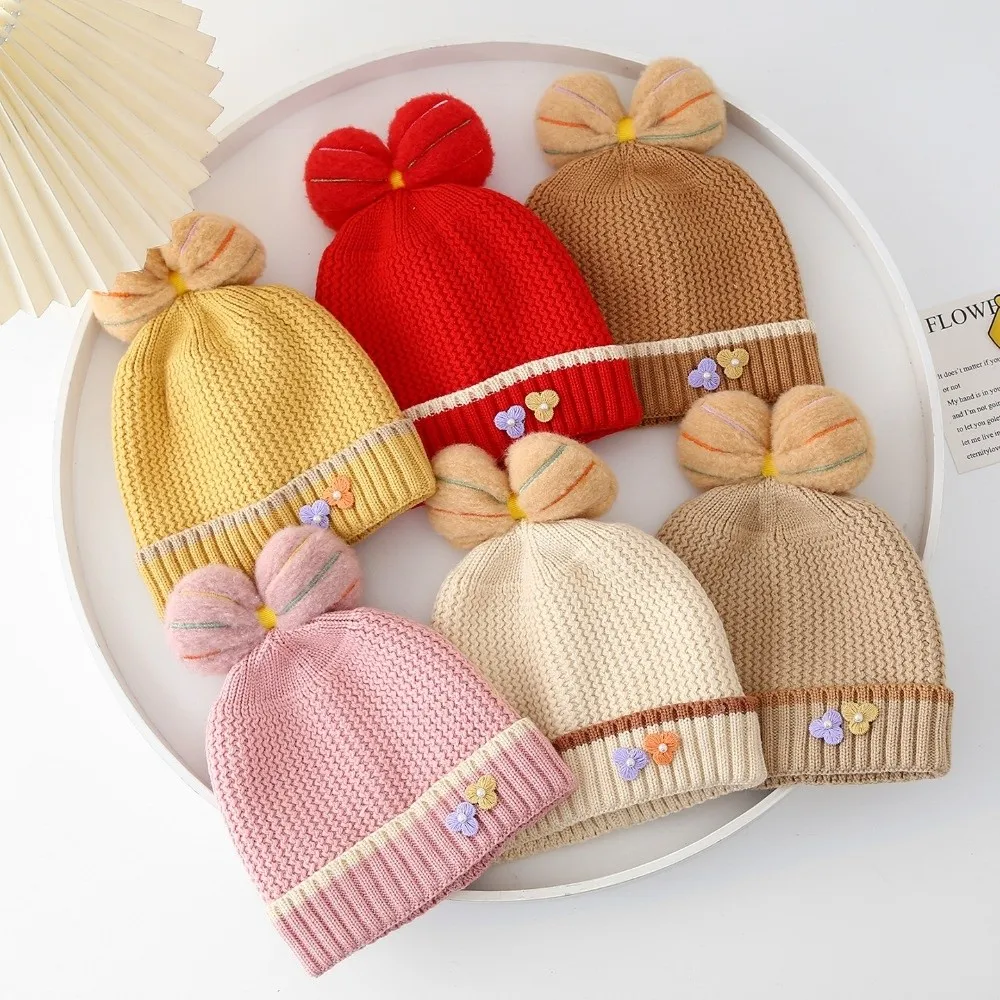 Polyester Fiber Baby Hat Warm Knitted Beanie for Winter