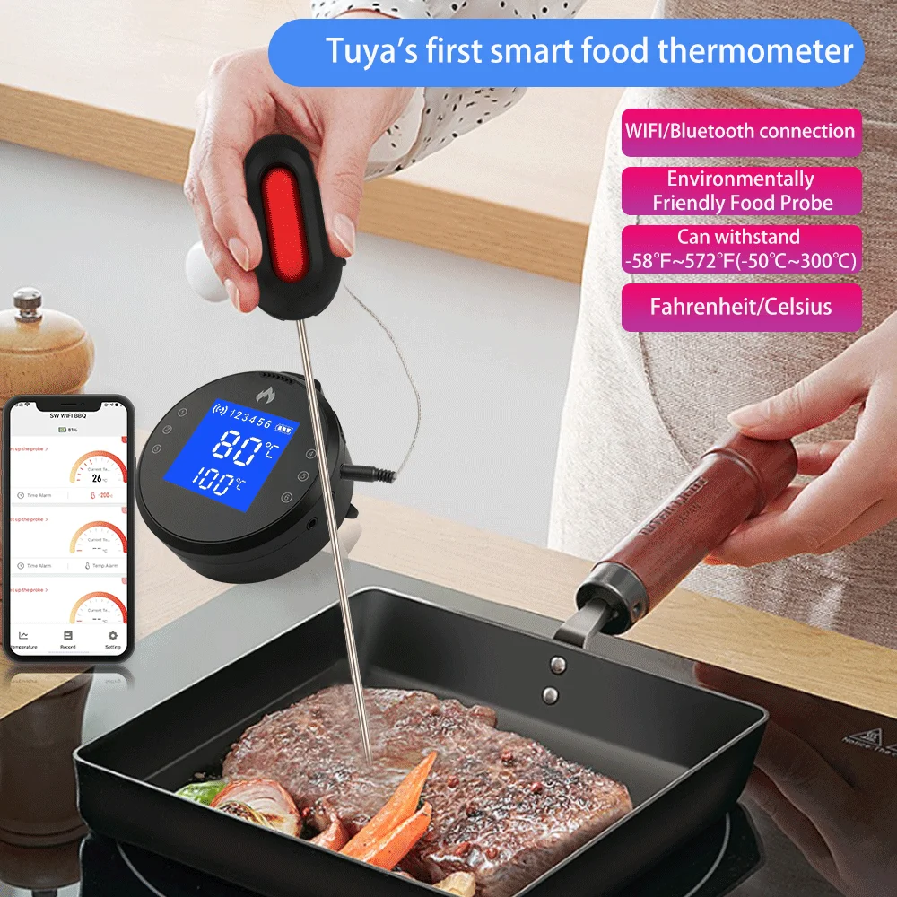 Thermomètre de barbecue Bluetooth intelligent, thermomètre sans fil  intelligent