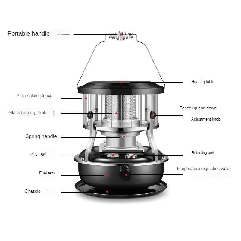 4.5 L Kerosene Stove Burner Outdoor Indoor Heater Height Adjustable Winter Warmer Heating Boiling Cooking Camping Heat