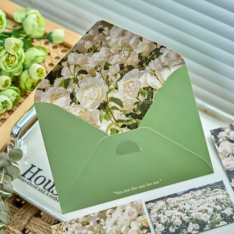 8pcs Envelopes Set with Letter Pads Romantic Flower Message Writing Paper Wedding Party Invitation Card Cover Letter Gift Wrap
