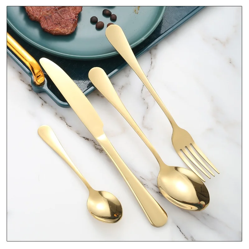 Gold Stainless Steel Cutlery Set for Restaurant and Home