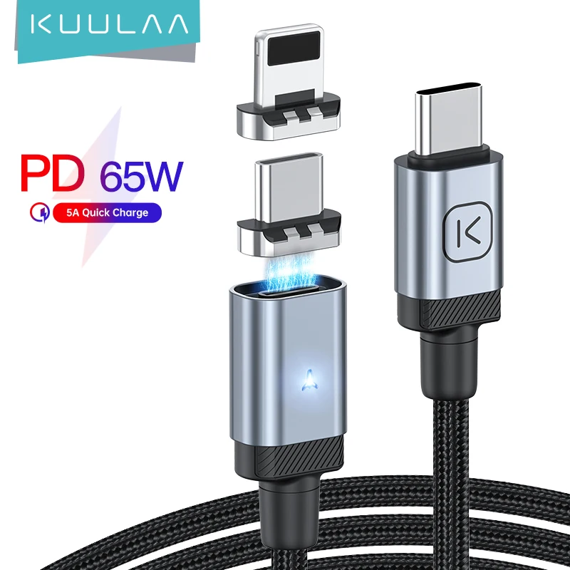 KUULAA USB C Cable Magnetic USB Type C Cable C To Lightning Cable For iPhone 13 12 11 Xiaomi Mobile Phones Magnetic Cable