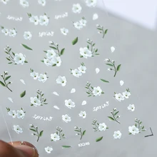  1pc Colorful Floral Nail Art Stickers Embossed Hawaiian Plumeria 3D Adhesive Slider Sticker Frangipani Flowers Nail Art Decor 