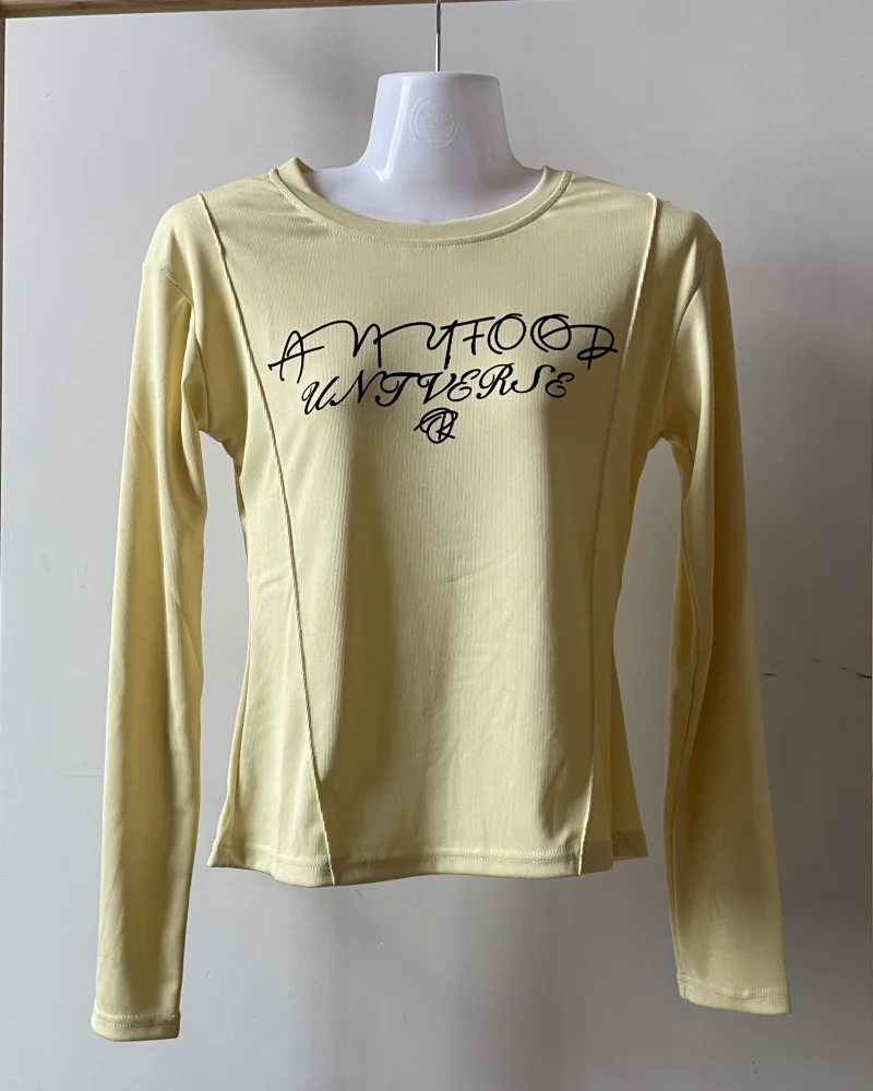 Y2k-美しい黄色の長袖Tシャツ,グランジスタイル,韓国ファッション 