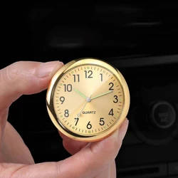 Luminous Mini Car Clock - Vibrant 5 - Color Stick - On Digital Quartz Timepiece, Perfect Automobile Ornament (40mm Gold)