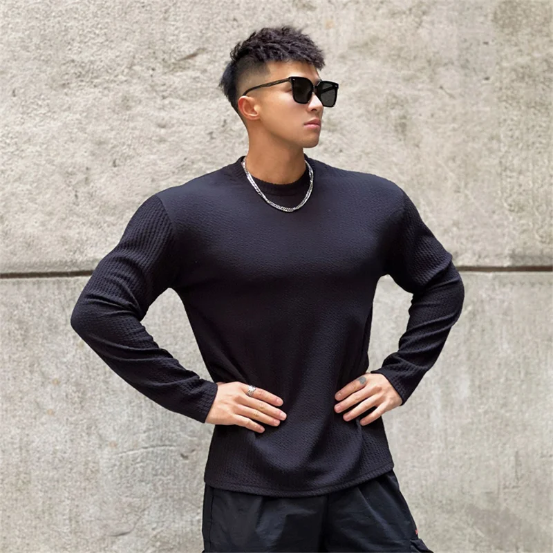 

New Long Sleeve t shirt for Men O neck Casual Cotton Solid Color t-shirts Cozy Streetwear Men's t-shirt Clothing For Men Y2K