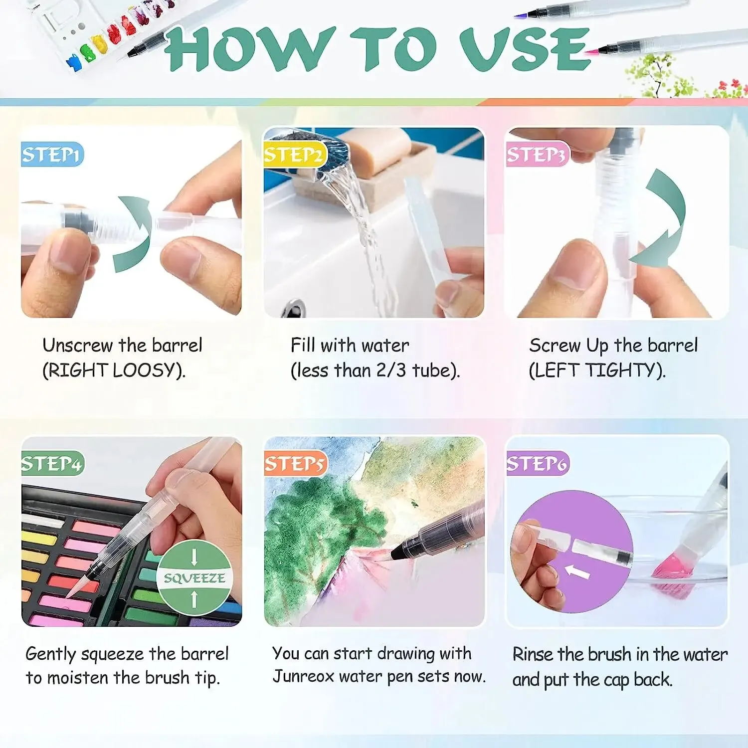 7/14pcs Watercolor Brush Pens Refillable Water Paint Brushes For Painting