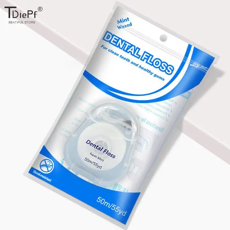 1Roll 50m Portable Floss Portable Floss Care Picks Tooth Cleaning Tool With Case Practical Health Hygiene Supplies Oral Care dental floss dental floss stick dental floss sticks