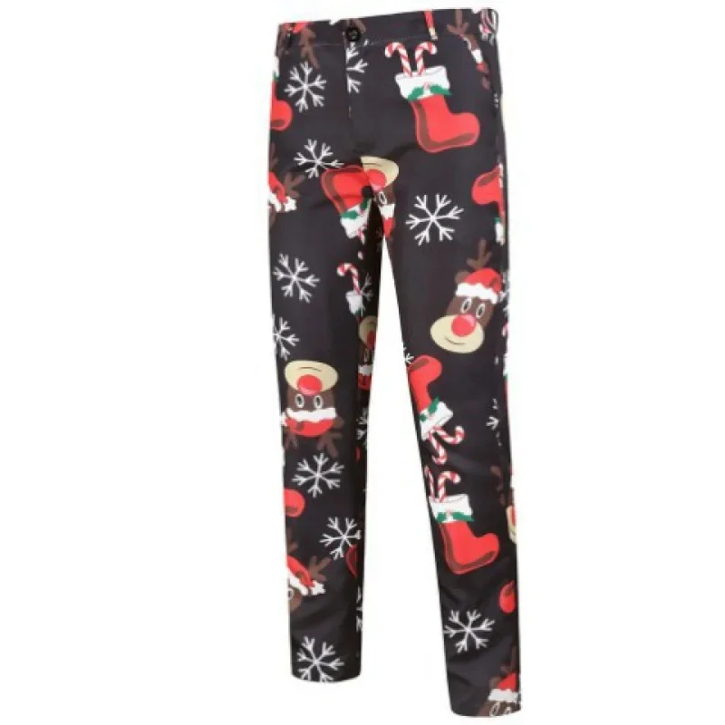 New Hot Sale Of The Season Christmas Print Three-Piece Suit Casual Performance Men's Fashionable Jacket And Pants Ensemble Styli