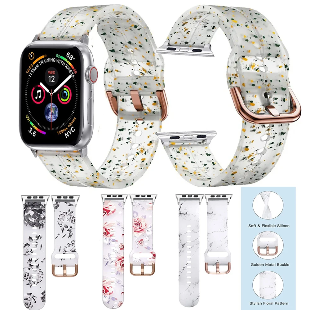 

Printed Silicone Strap For Apple Watch Band Ultra 49mm 45mm 42mm 41mm 40mm38mm 44mm Bracelet belt iwatch Series 7 6 5 SE 8 Ultra