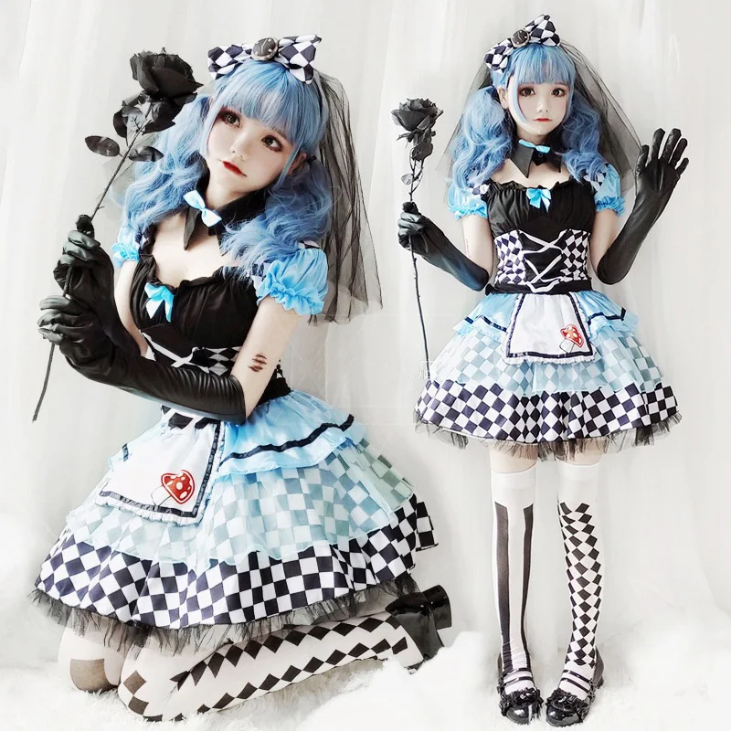 

Halloween Fancy Clown Cosplay Costume for Women Cute Maid Cosplay Uniform Anime Lolita Short Sleeve Dress Carnival Party Costume