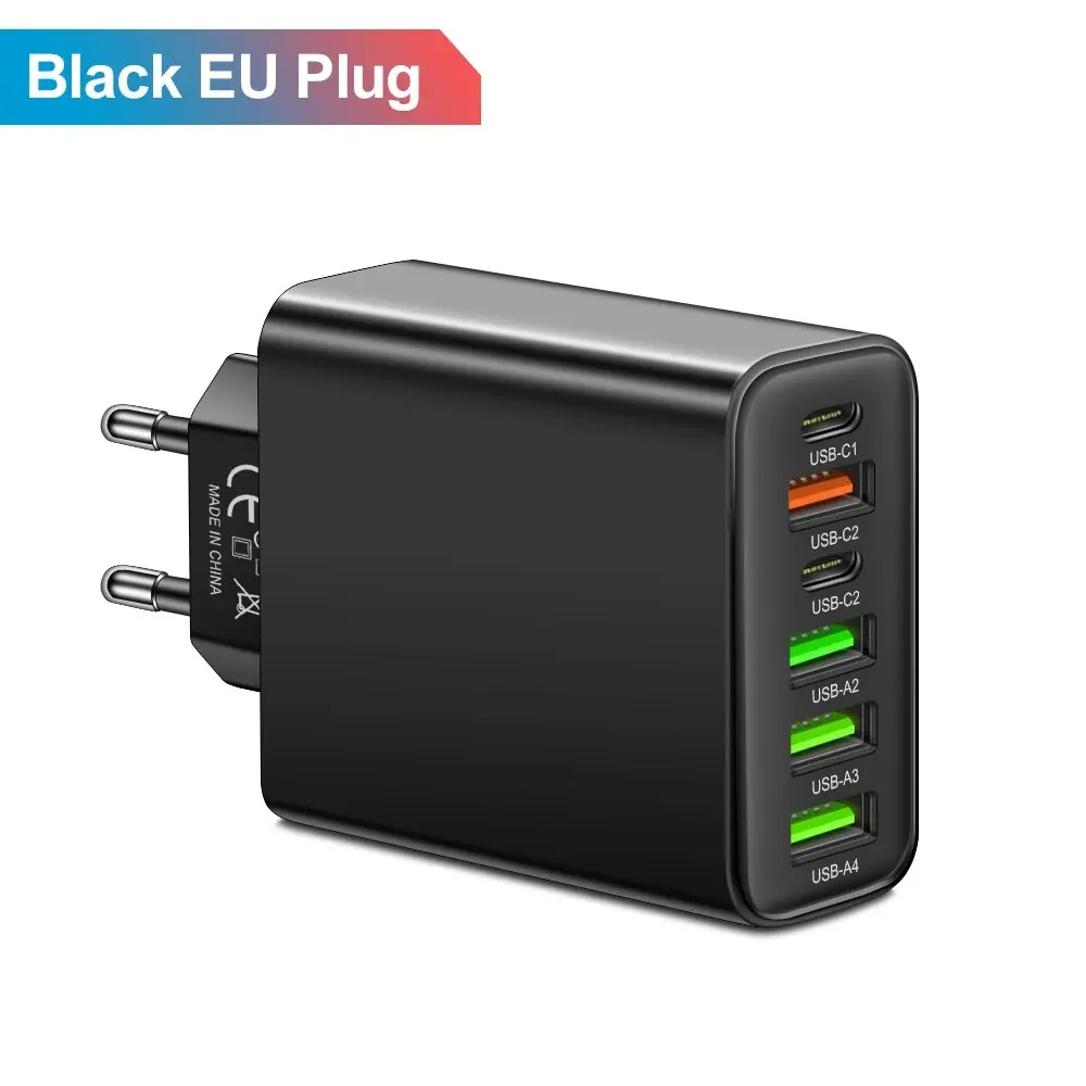 إجمالي 65 واط 6 في 1 4 USB و 2 نوع C شحن سريع شاحن...