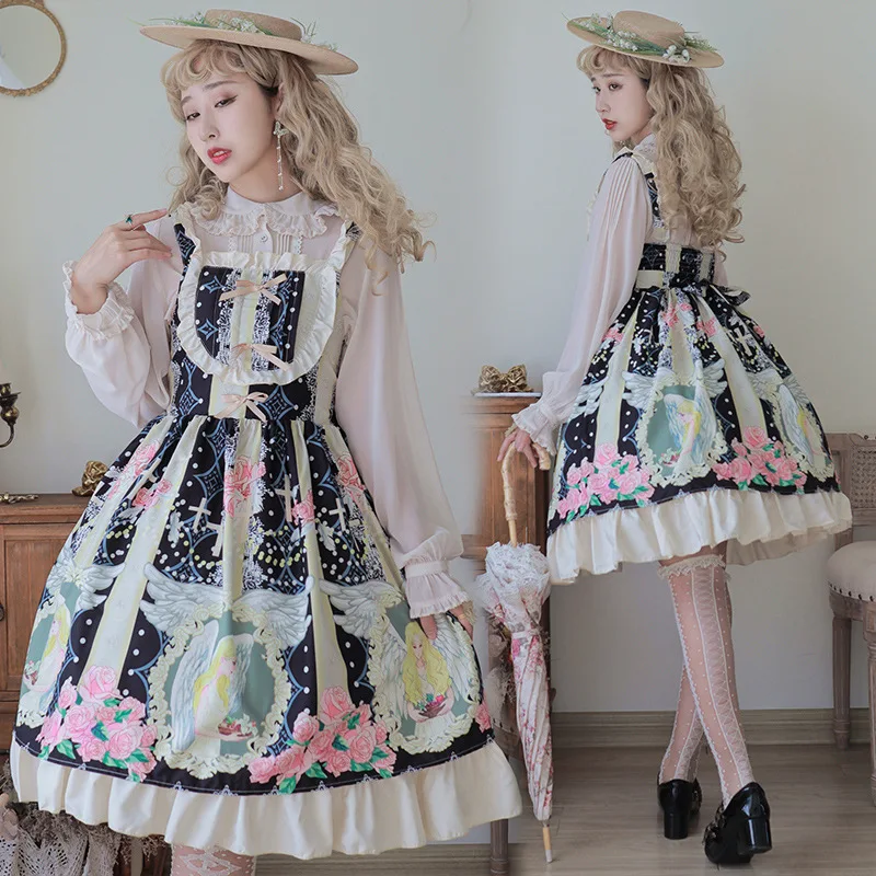 Lolita JSK Sling Dress Costume Cosplay Daily Kawaii Anime Disfraz lolita dress lolita suspender dress lolita cosplay costumes suspender dress lolita skirt lolita blouses