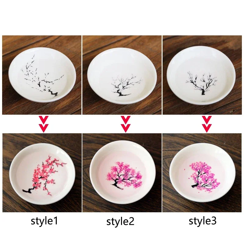 Japanese Magic Sakura Cup Cold Temperature Color Changing Flower display Sake Cup Ceramic Kung fu Tea Tea Bowl ceramic coffee cup set