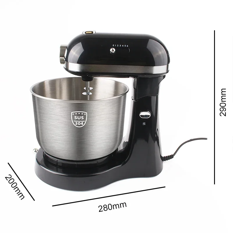 4L Stainless Steel Bowl Electric Stand Food Mixer Egg Beater Cream Blender Handheld Whisk Cake Bread Dough Kneading Machine 3