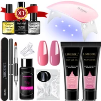 LIMEGIRL 15ml Nail Extension Gel Set with UV LED Light Nail Thickening Sequin Glitter Gel Set Vernis Semi-Permanent Manicure Kit 1