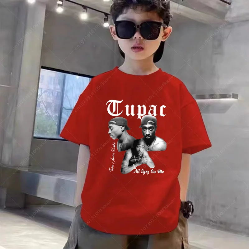 Tupac 2pac Rapper Thug Life Hip Hop Fashion Kids T-shirt Baby Boys Girls Clothes Summer Children Cotton Short Sleeve T Shirt Top 6