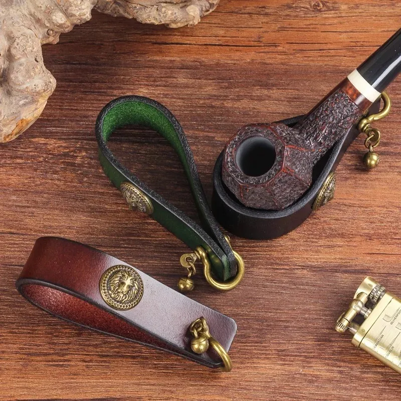 Handmade cowhide pipe holder retro men's portable pipe display stand personalized cigarette storage accessories tobacco smoking accessories