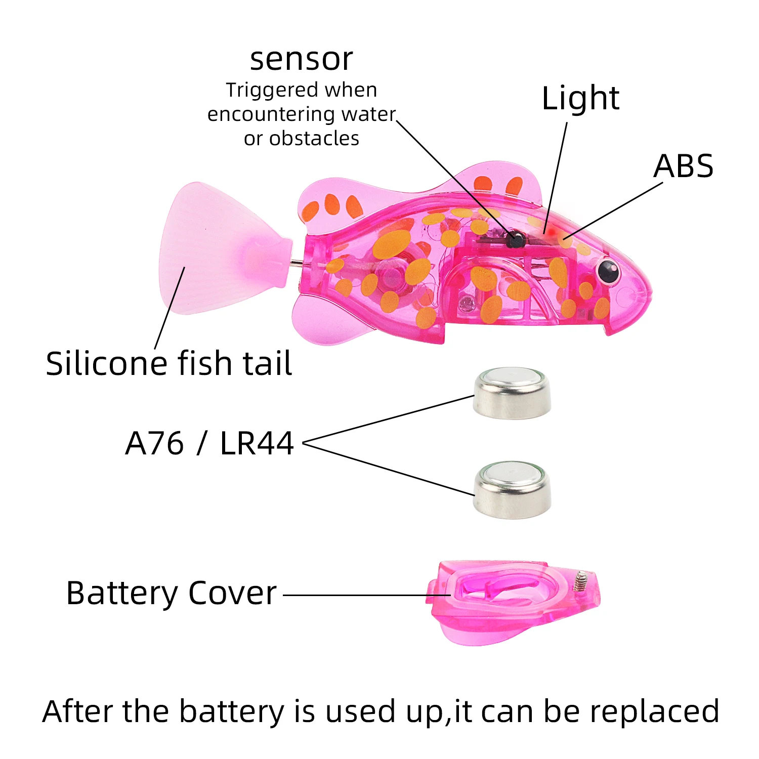 Children's electronic simulation toy fish, which can swim while taking a bath or playing in water, emits light and sways 4